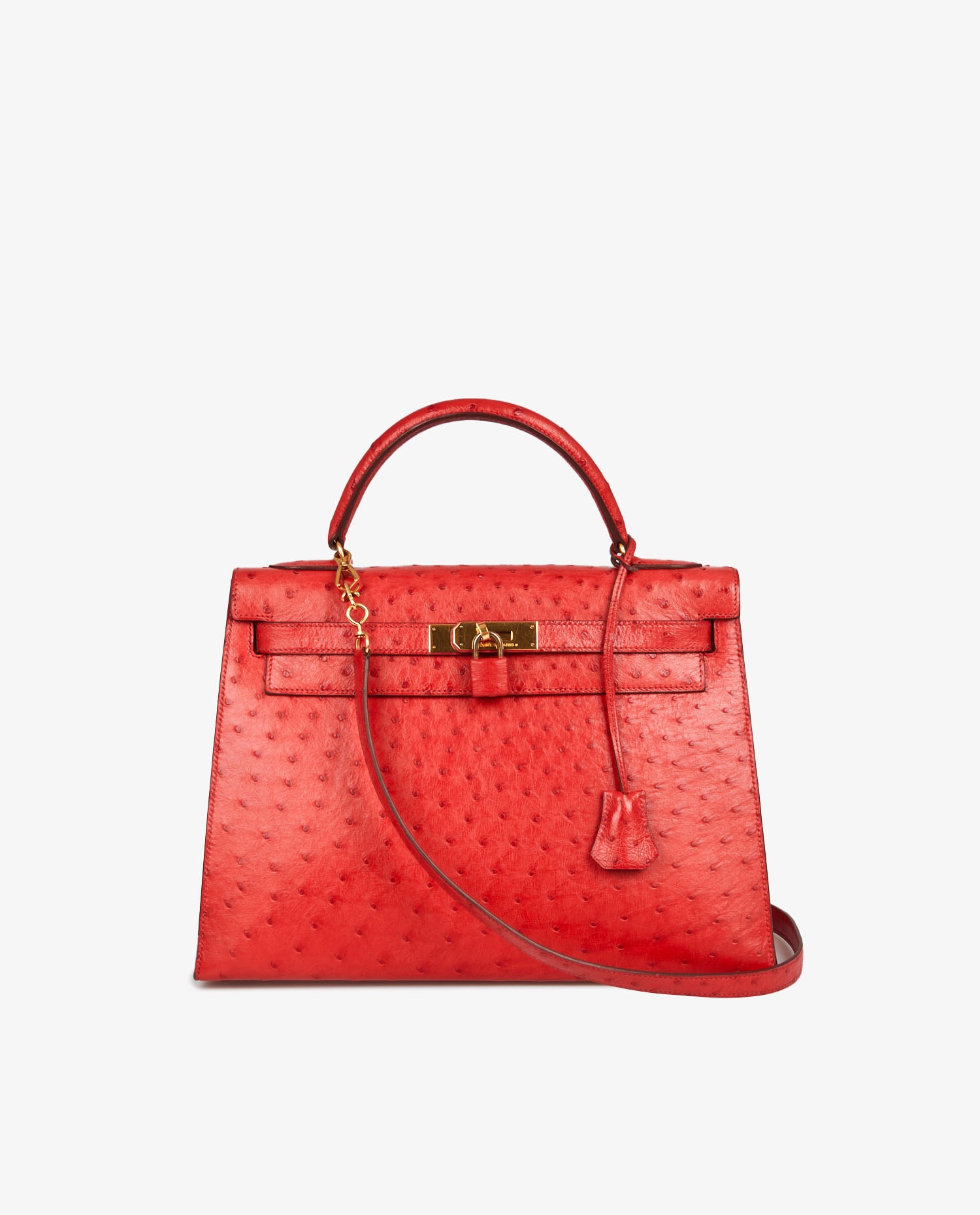 Kelly 32 Hermès autruche rouge