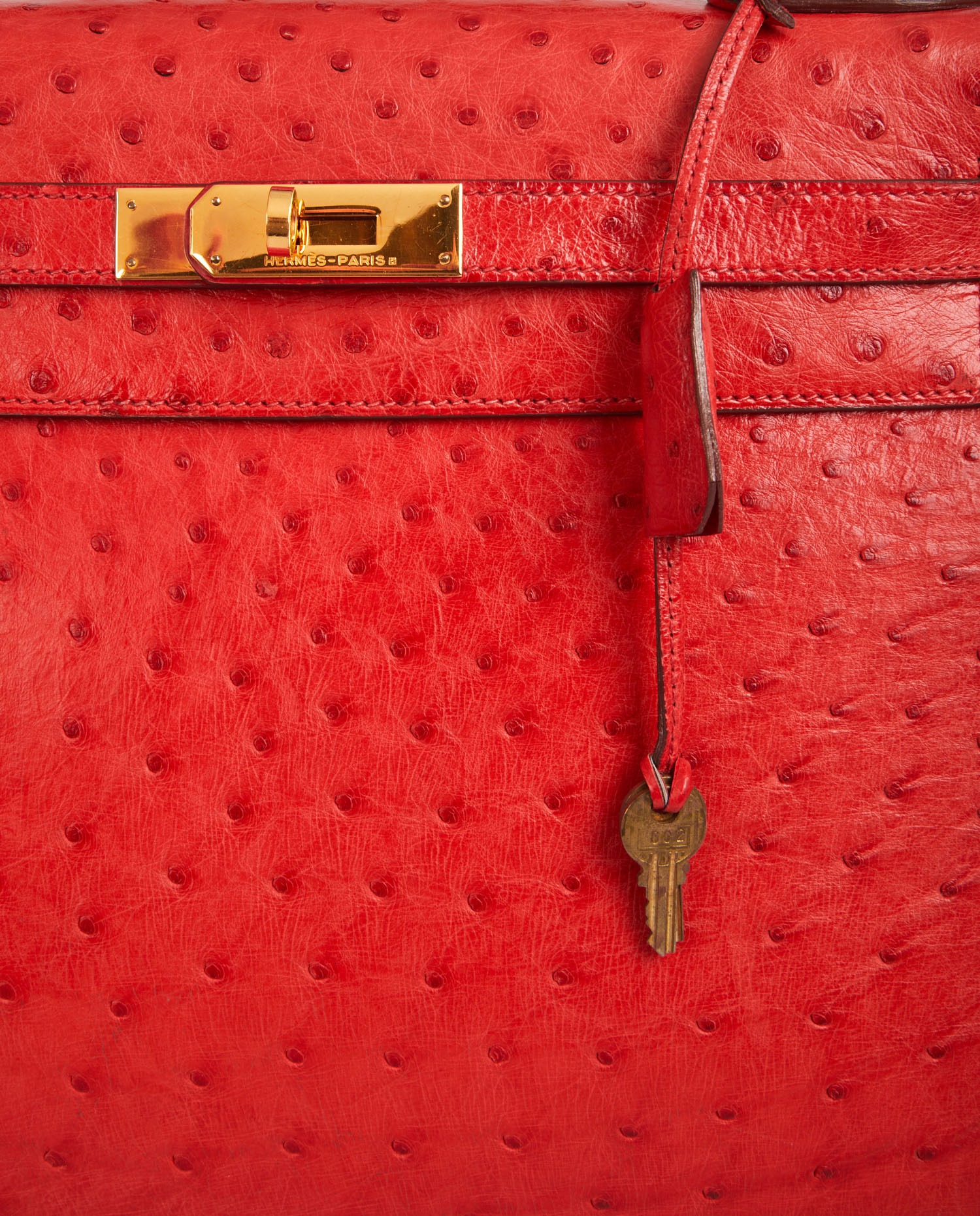 Kelly 32 Hermès autruche rouge – Image 10