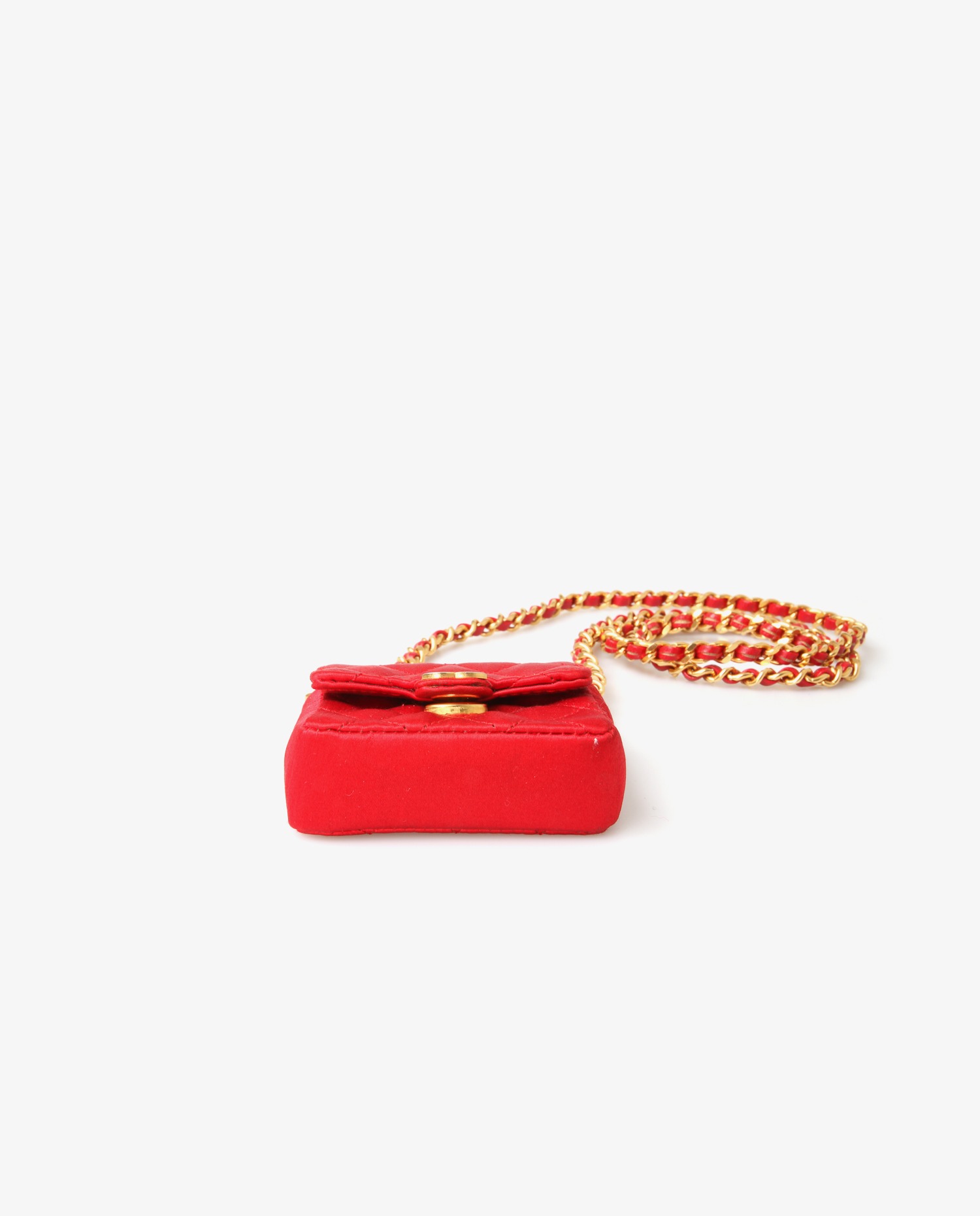 Mini sac Chanel vintage satin rouge – Image 4