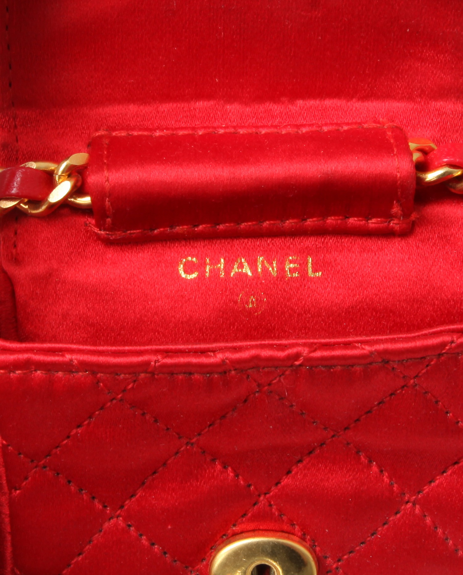 Mini sac Chanel vintage satin rouge – Image 5