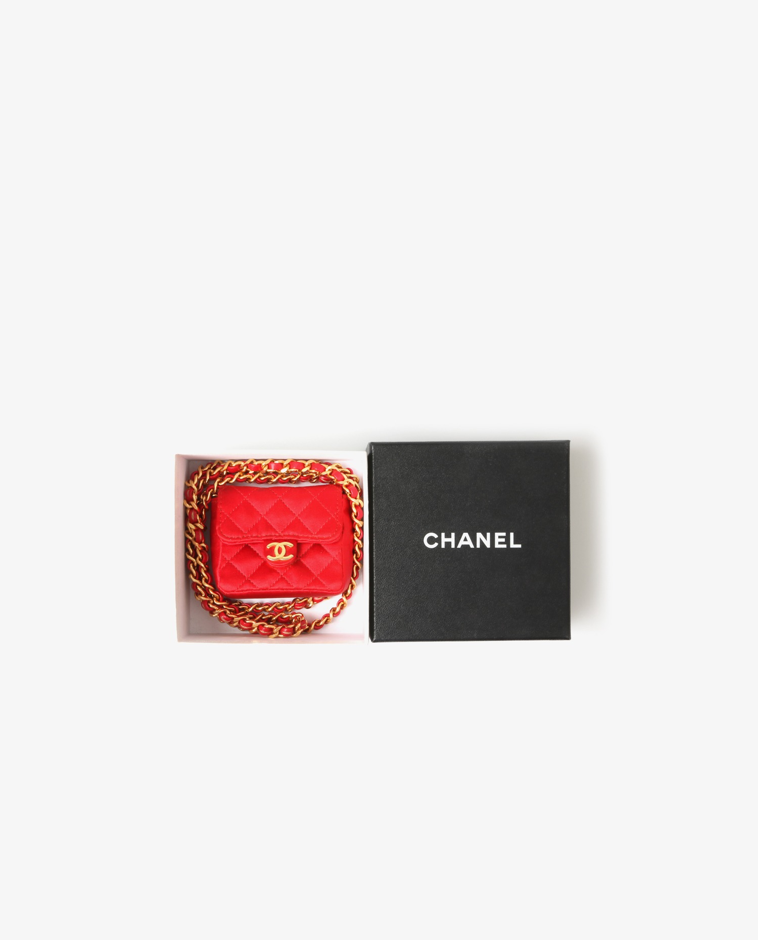 Mini sac Chanel vintage satin rouge – Image 6