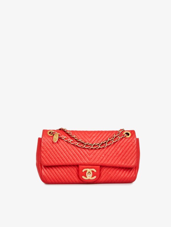 Sac Chanel chevrons rouge