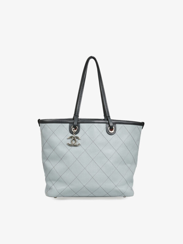 Sac cabas Chanel cuir grainé gris
