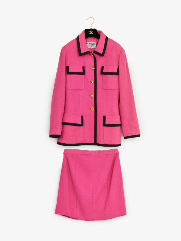 Ensemble Chanel vintage tweed rose