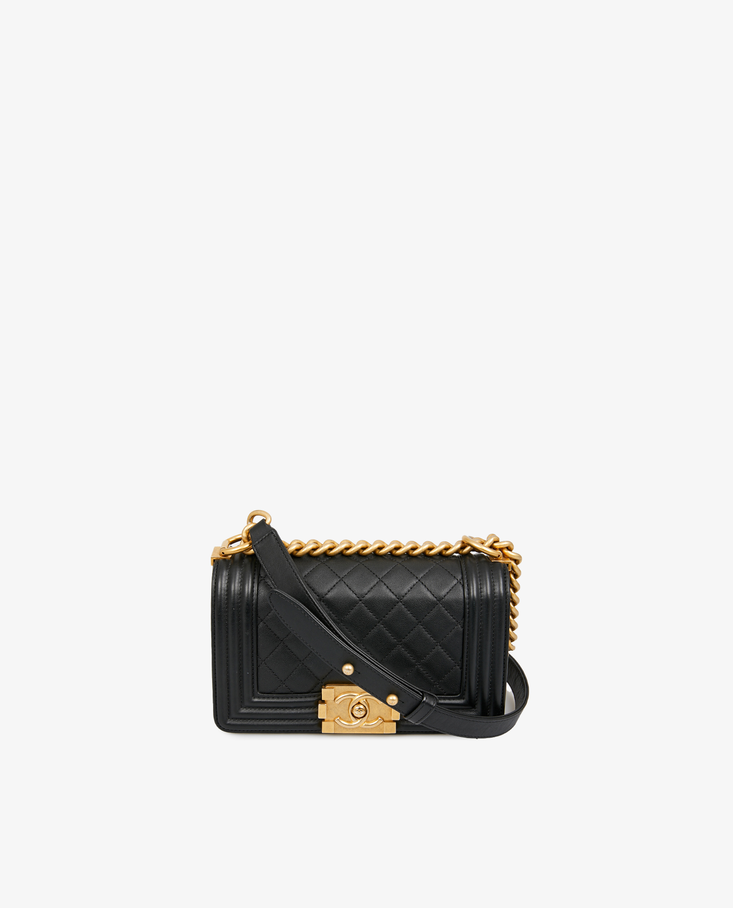 Mini Boy Chanel black leather