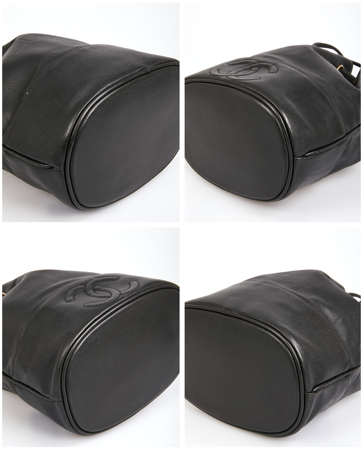 Sac seau Chanel vintage cuir grainé noir – Image 6