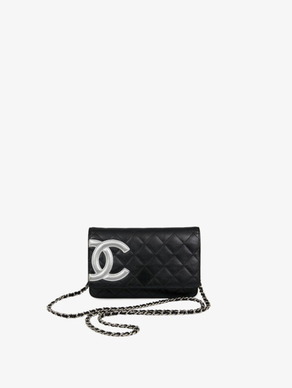 Wallet on Chain Chanel noir et CC argent