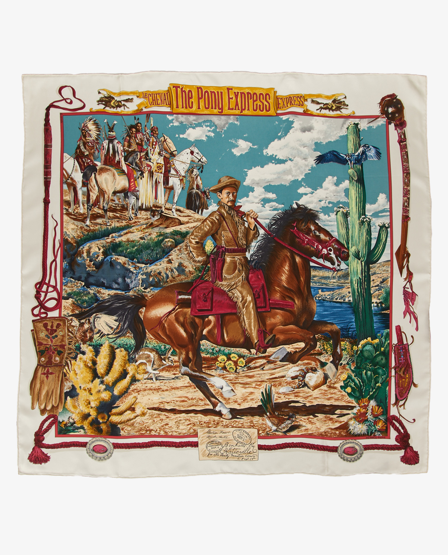 Carré Hermès soie "The Pony Express"