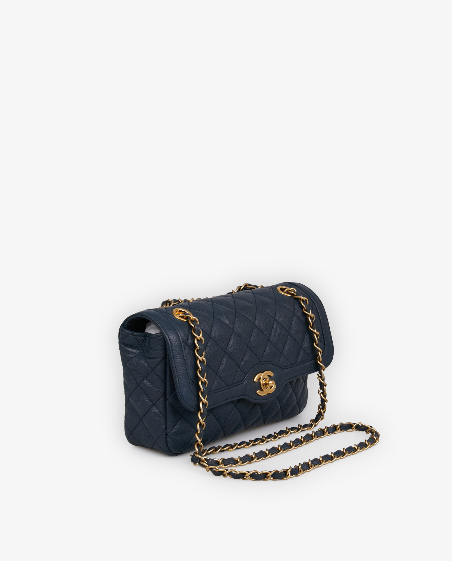 Sac Chanel cuir grainé bleu – Image 2