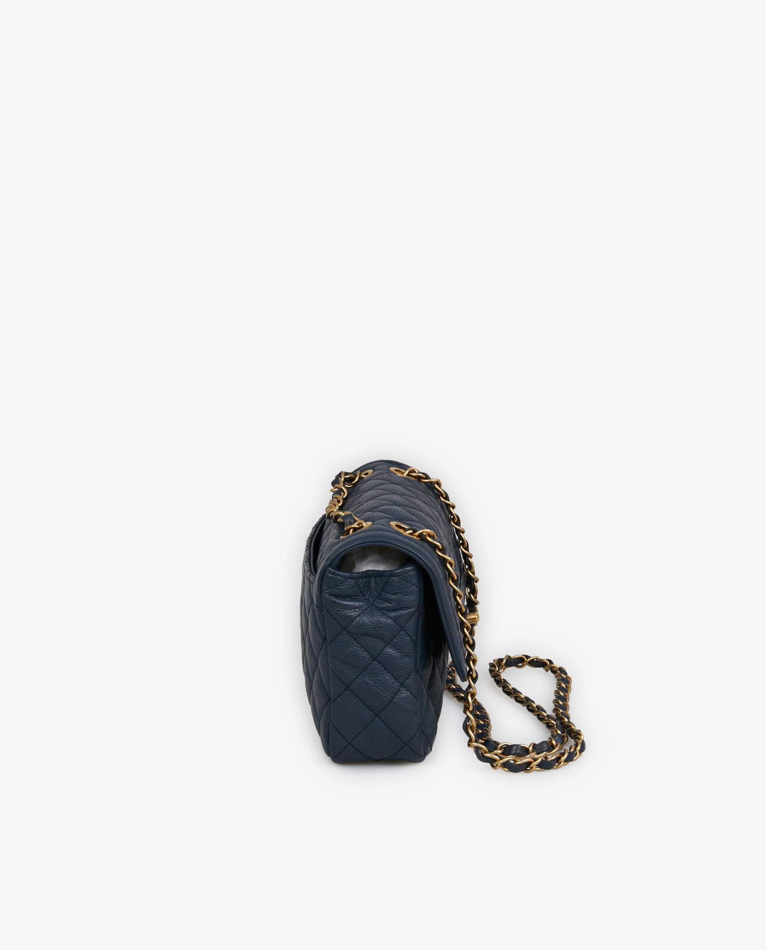 Sac Chanel cuir grainé bleu – Image 3