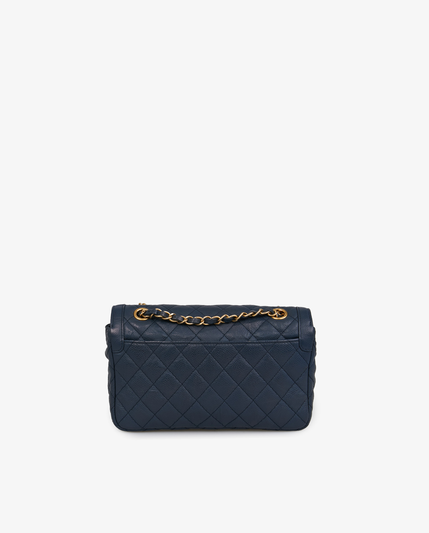 Sac Chanel cuir grainé bleu – Image 4