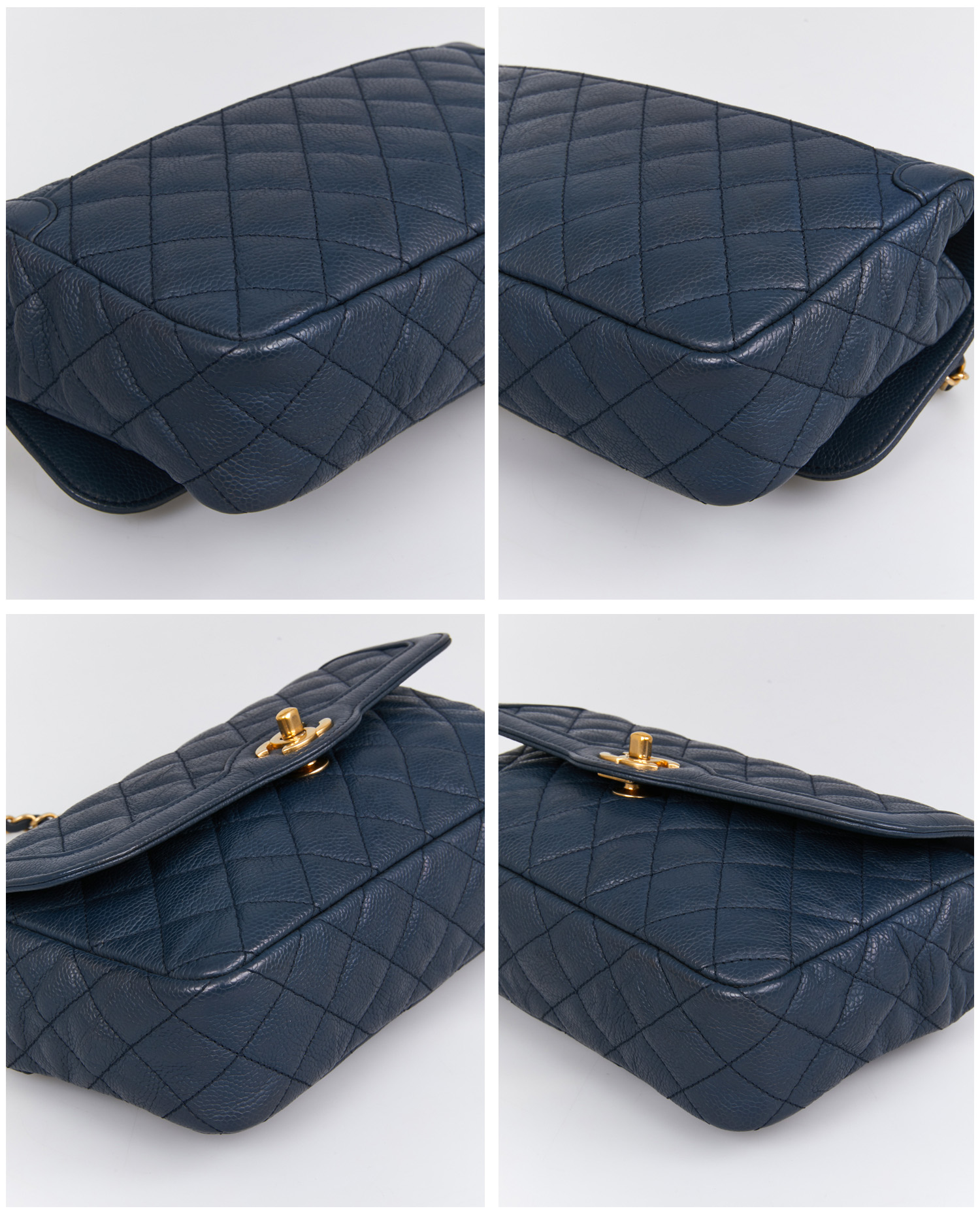 Sac Chanel cuir grainé bleu – Image 6