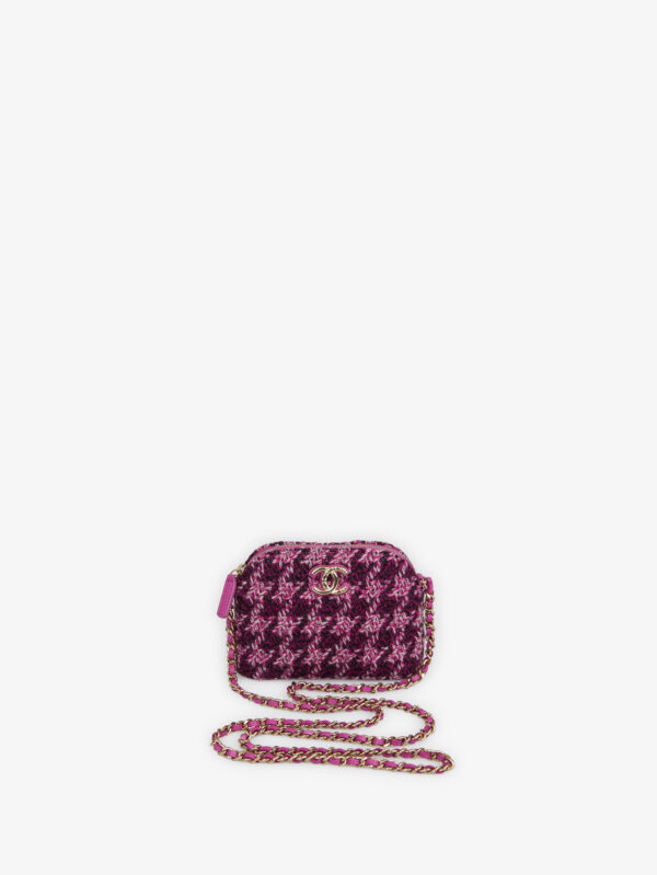 Mini sac Chanel tweed rose bandoulière