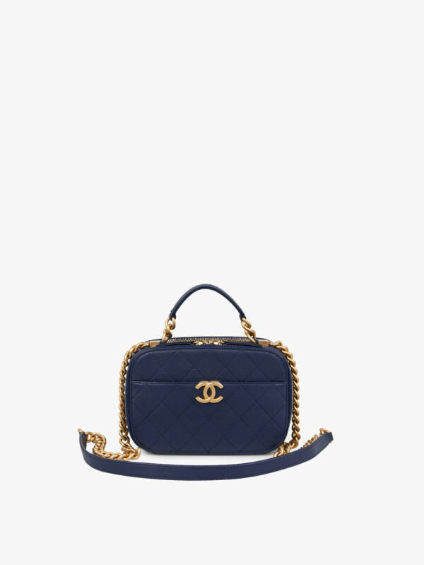 Sac Vanity Chanel cuir grainé bleu