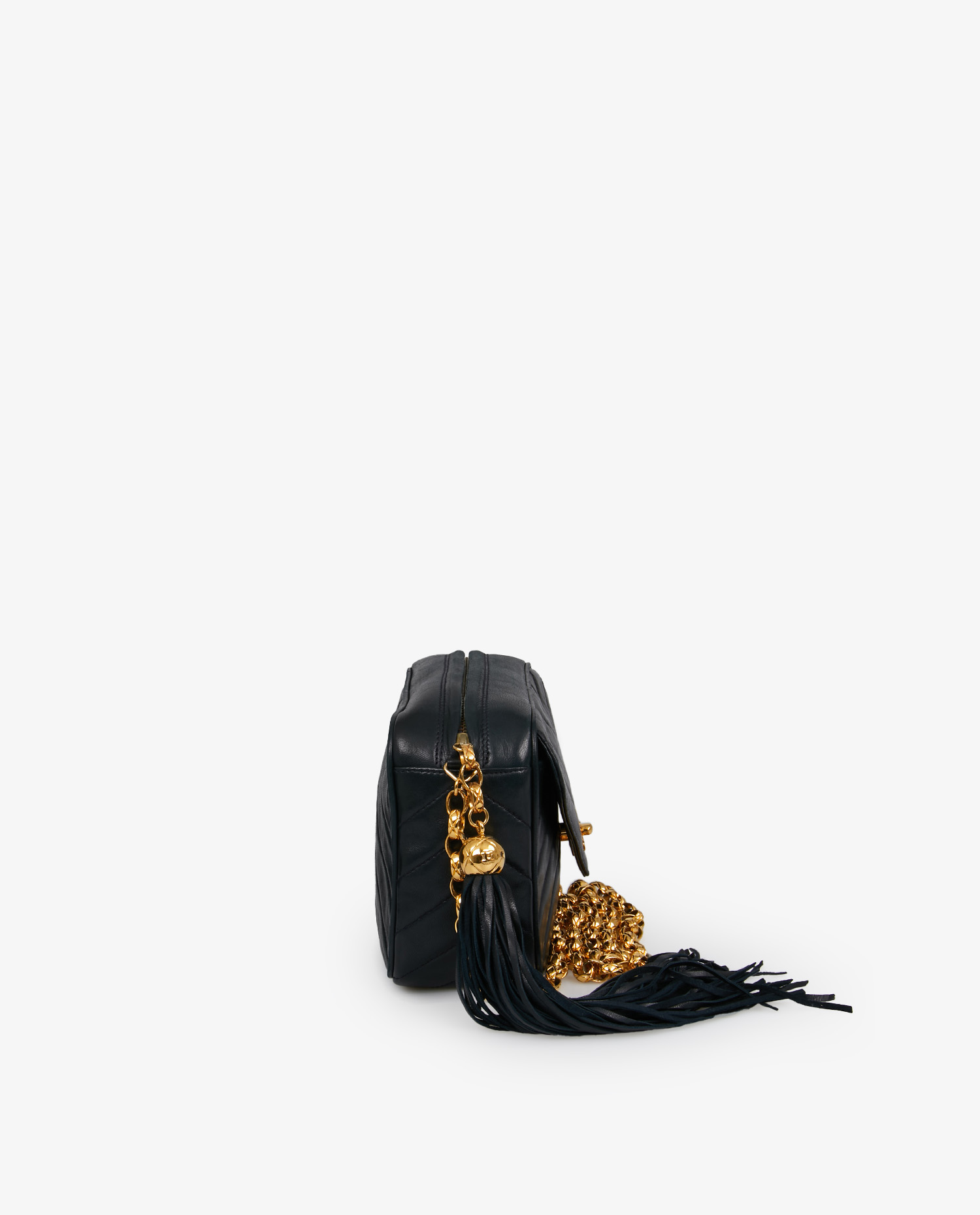 Small vintage Chanel leather Camera bag navy blue - Image 3