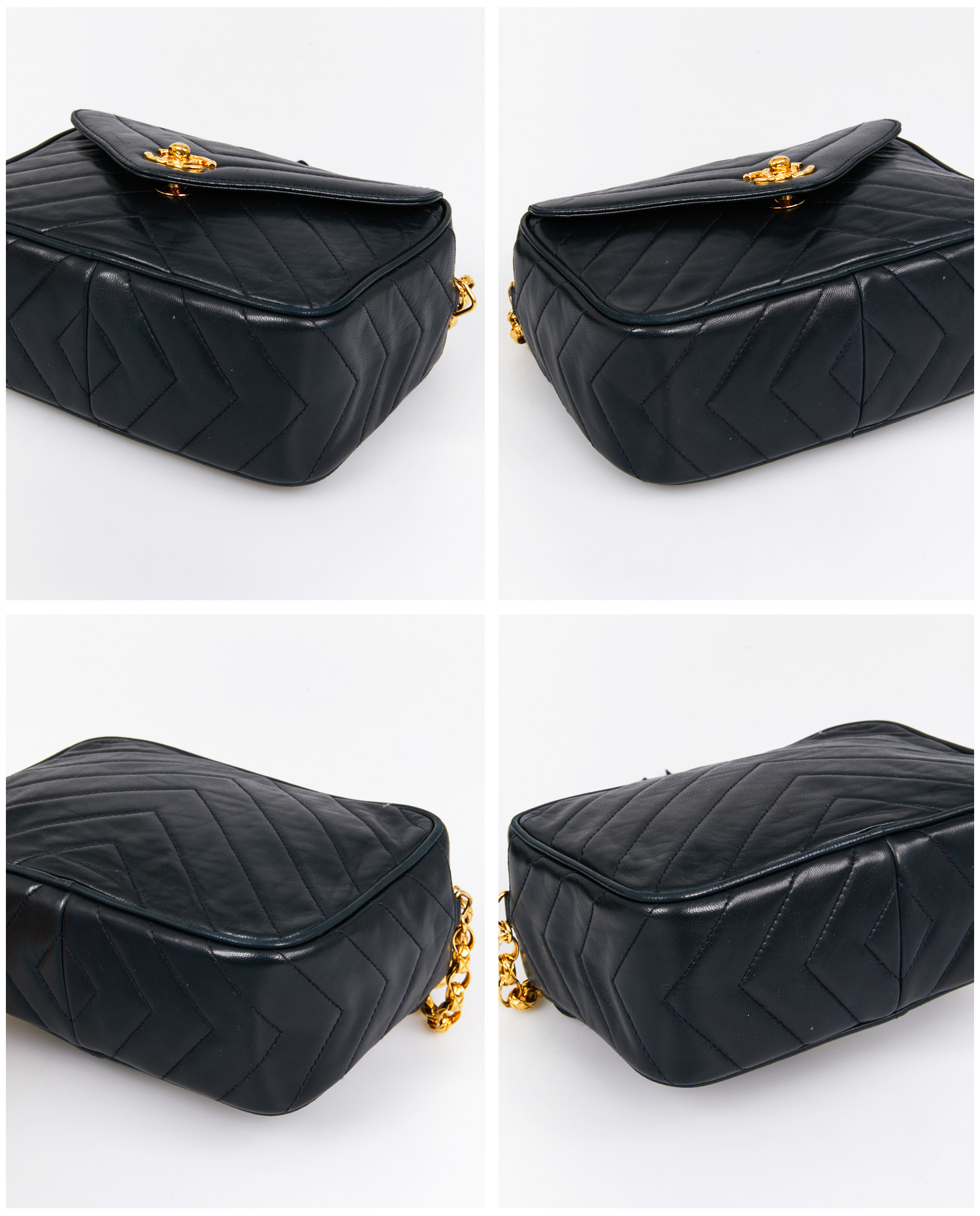 Small vintage Chanel leather Camera bag navy blue - Image 6