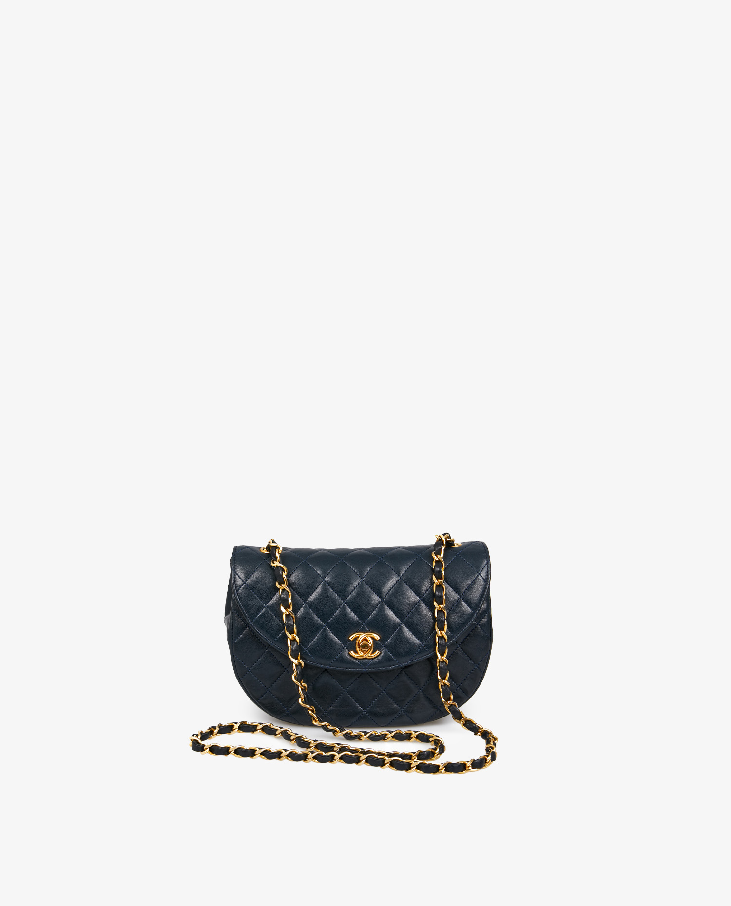 Chanel half-moon shoulder bag navy blue