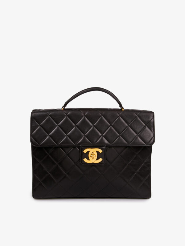 Cartable Chanel cuir agneau noir vintage