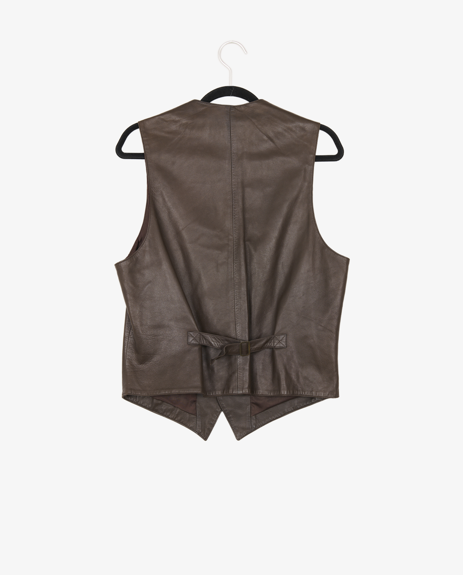 Gilet s/manches Hermès cuir d'agneau marron – Image 2