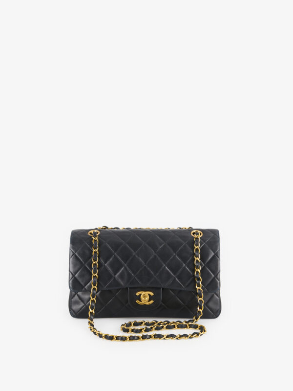 Sac Classique vintage 25cm agneau noir