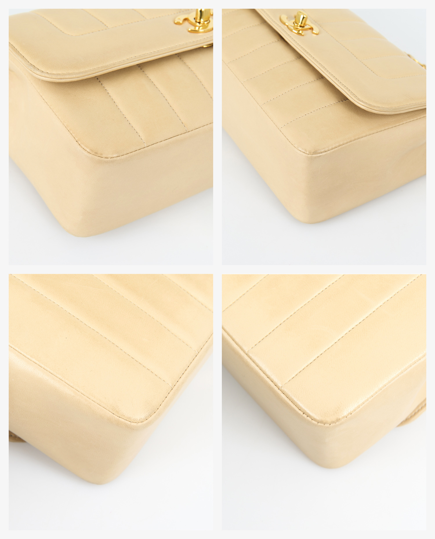 Sac Chanel vintage cuir agneau beige – Image 6