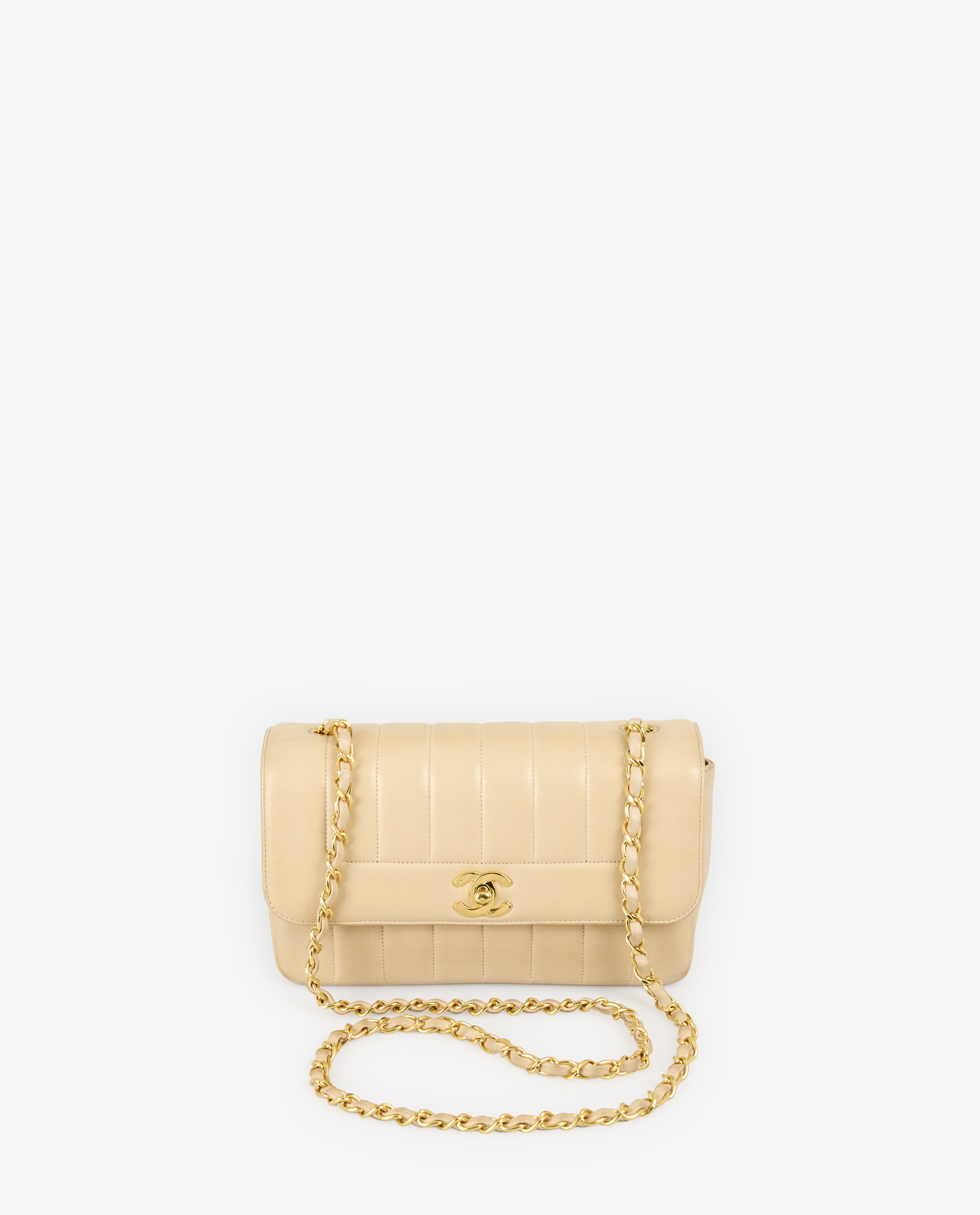 Sac Chanel vintage cuir agneau beige