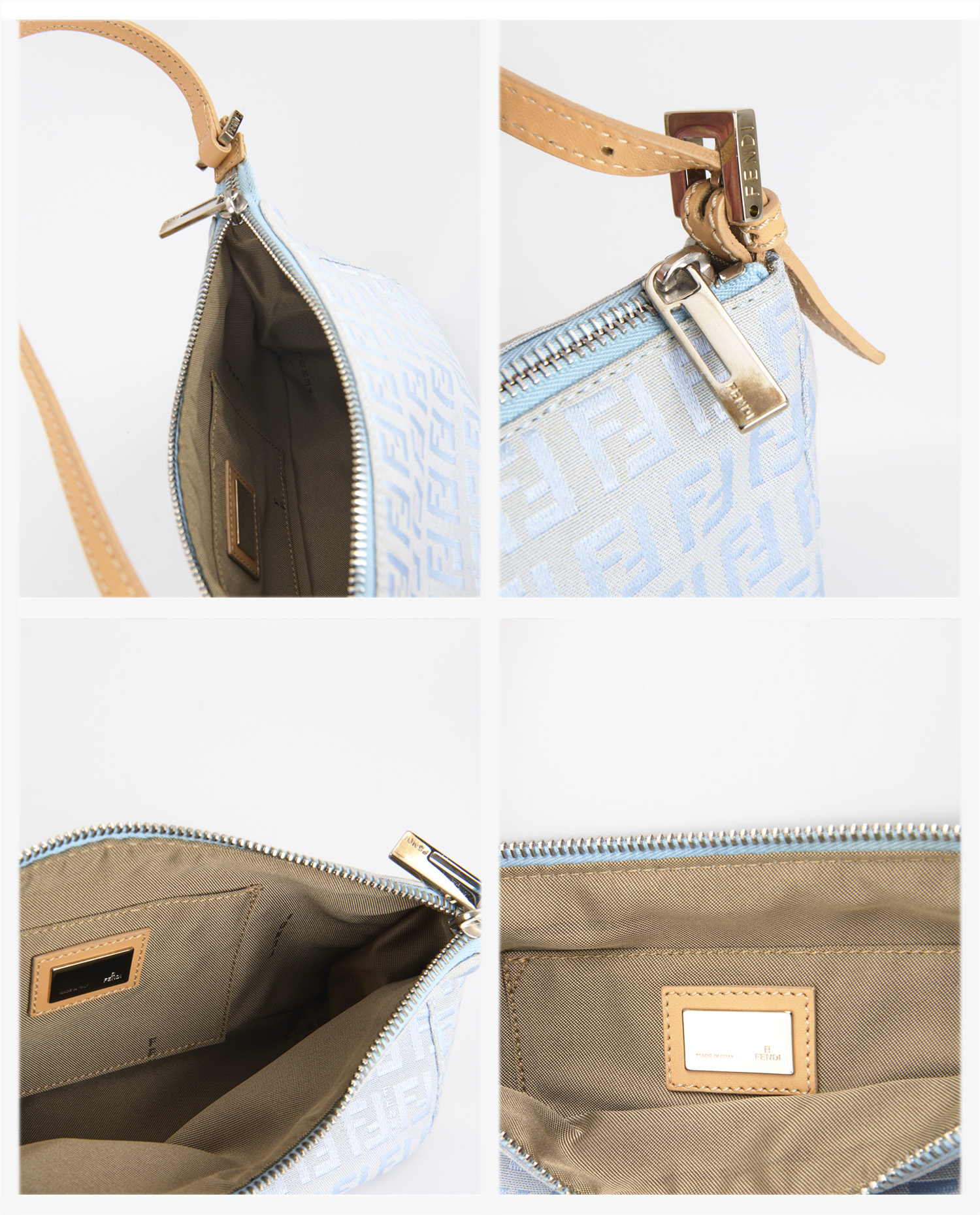 Sac pochette Fendi toile bleu ciel – Image 6