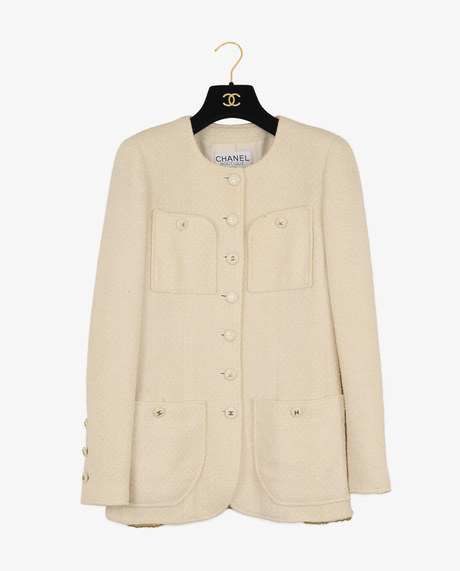 Veste Chanel vintage tweed beige