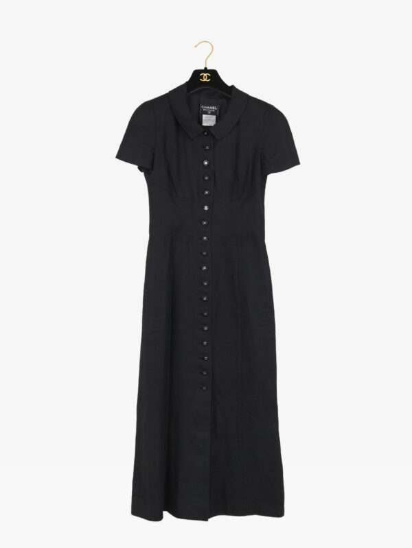 Redingote Chanel vintage lin noir