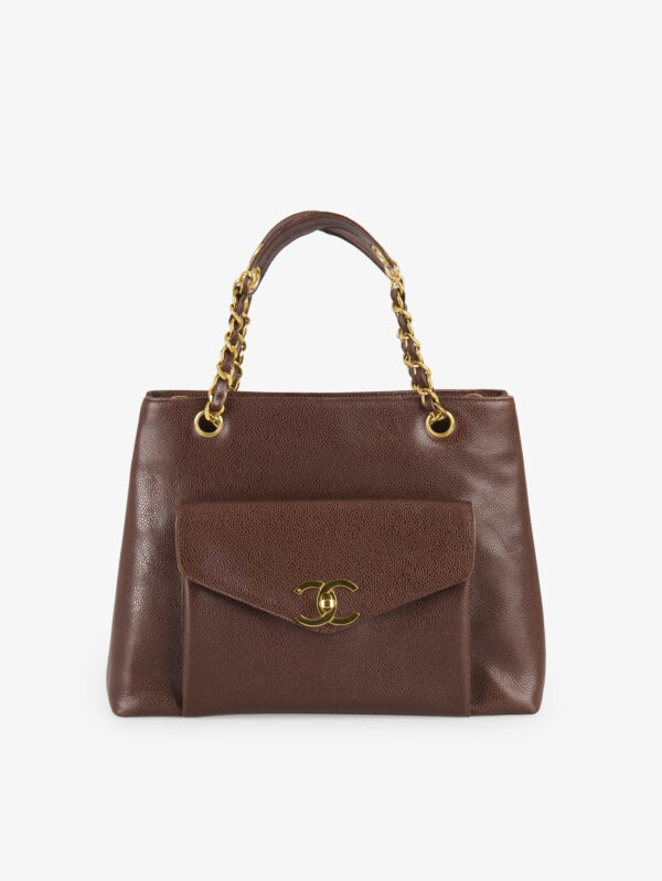 Sac Chanel vintage cuir grainé marron