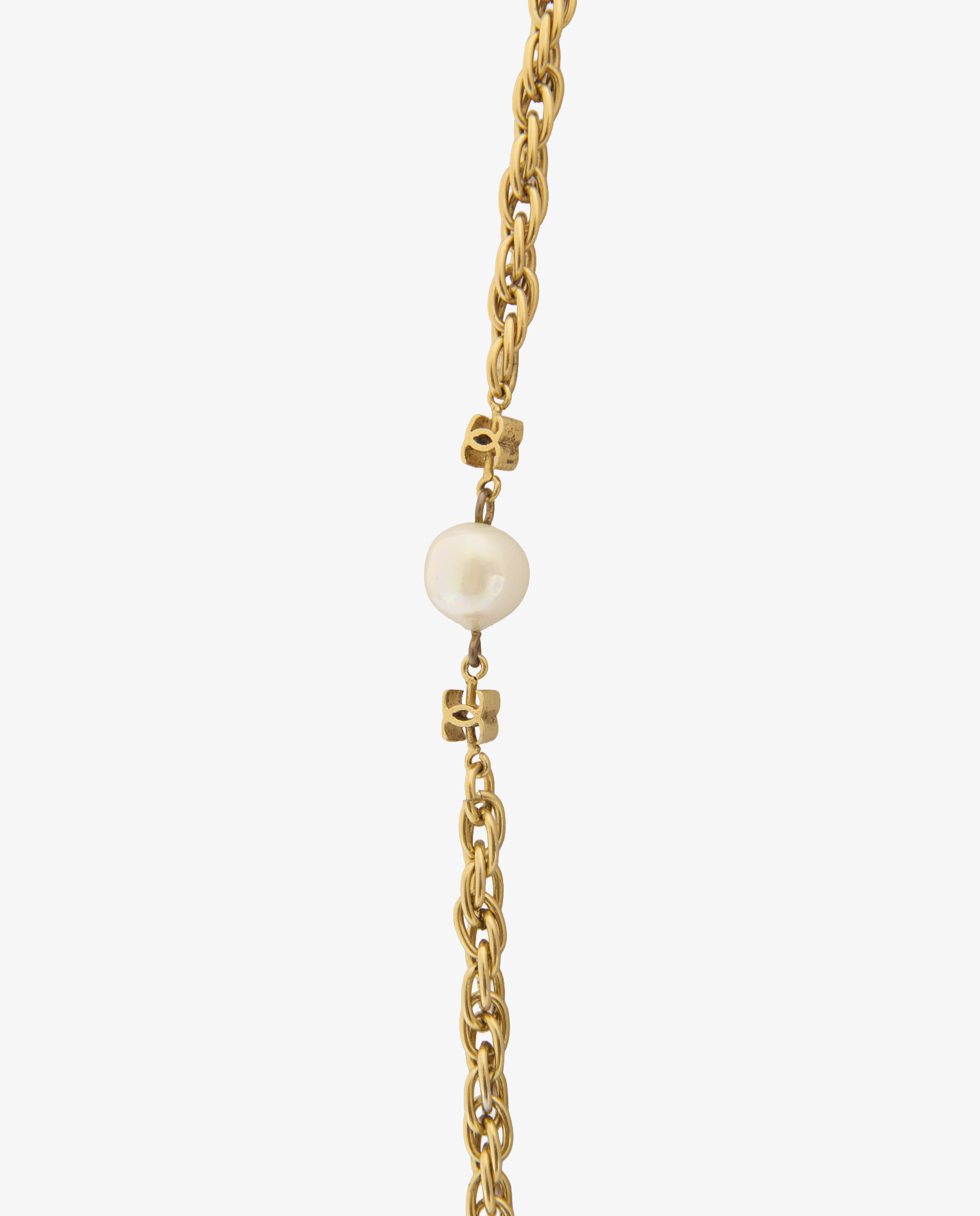 Chanel vintage long necklace with chain and pearls - Image 4
