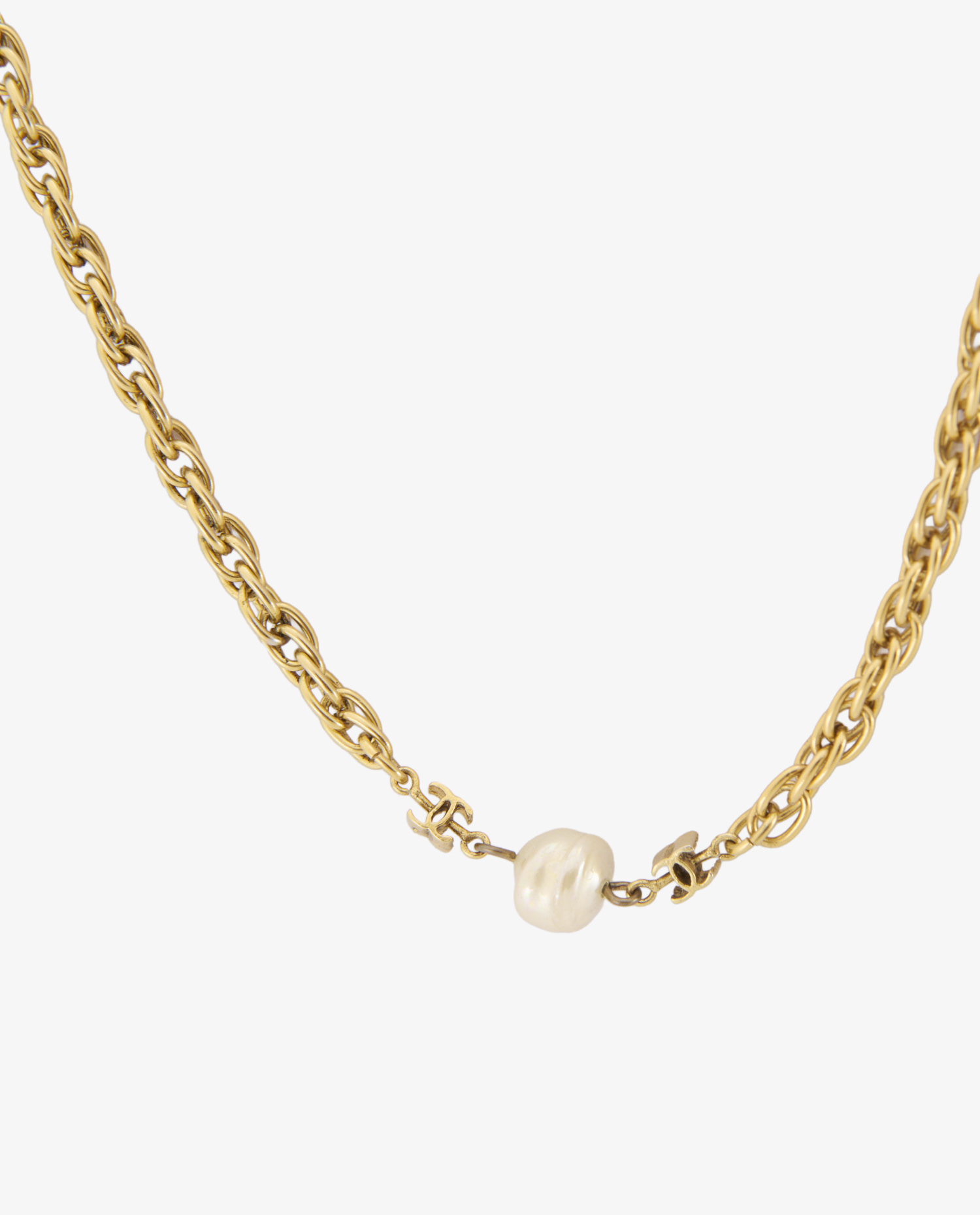 Chanel vintage long necklace with chain and pearls - Image 3