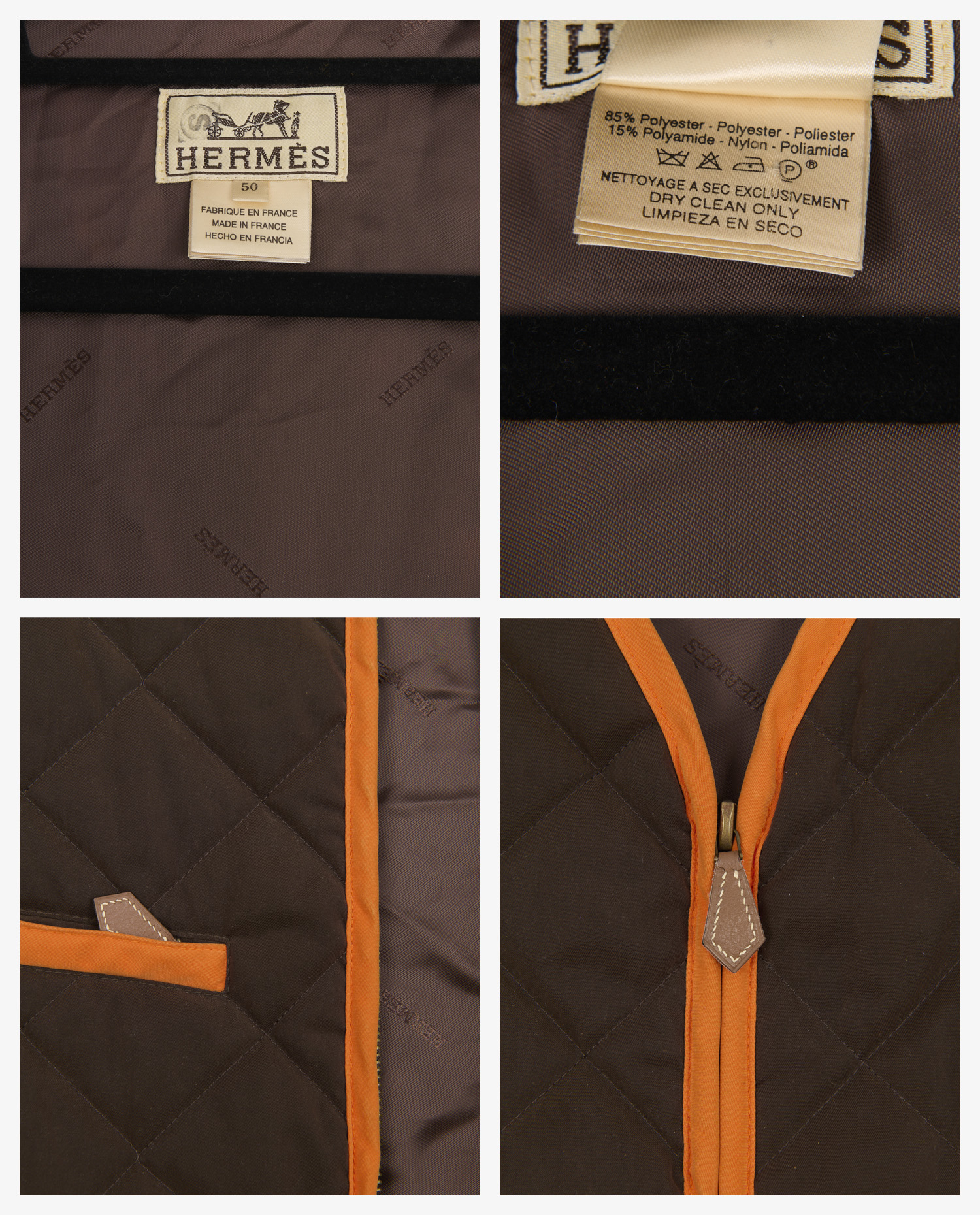 Gilet s/manches Hermès vintage matelassé – Image 4
