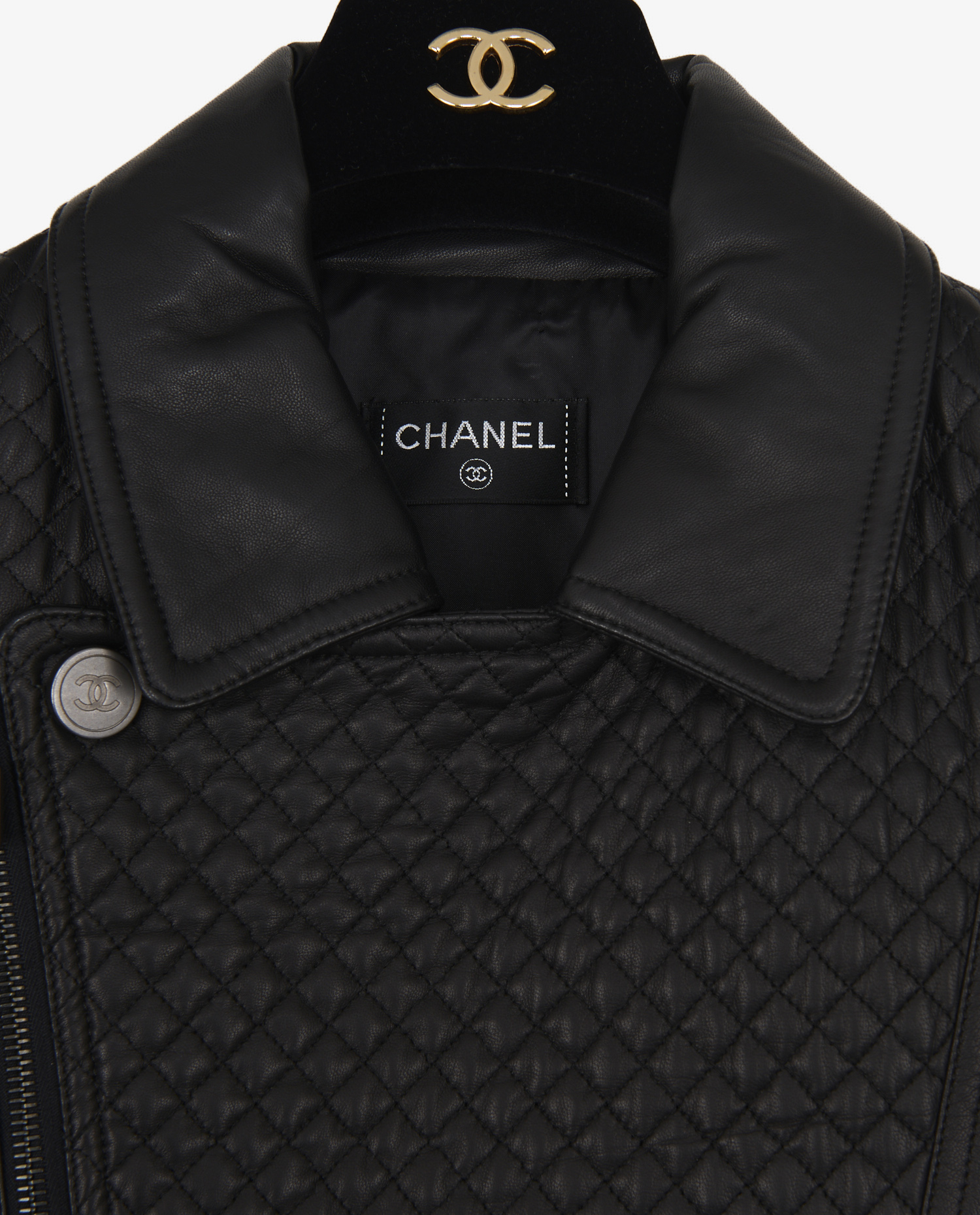 Chanel black lambskin leather jacket S50 - Image 5