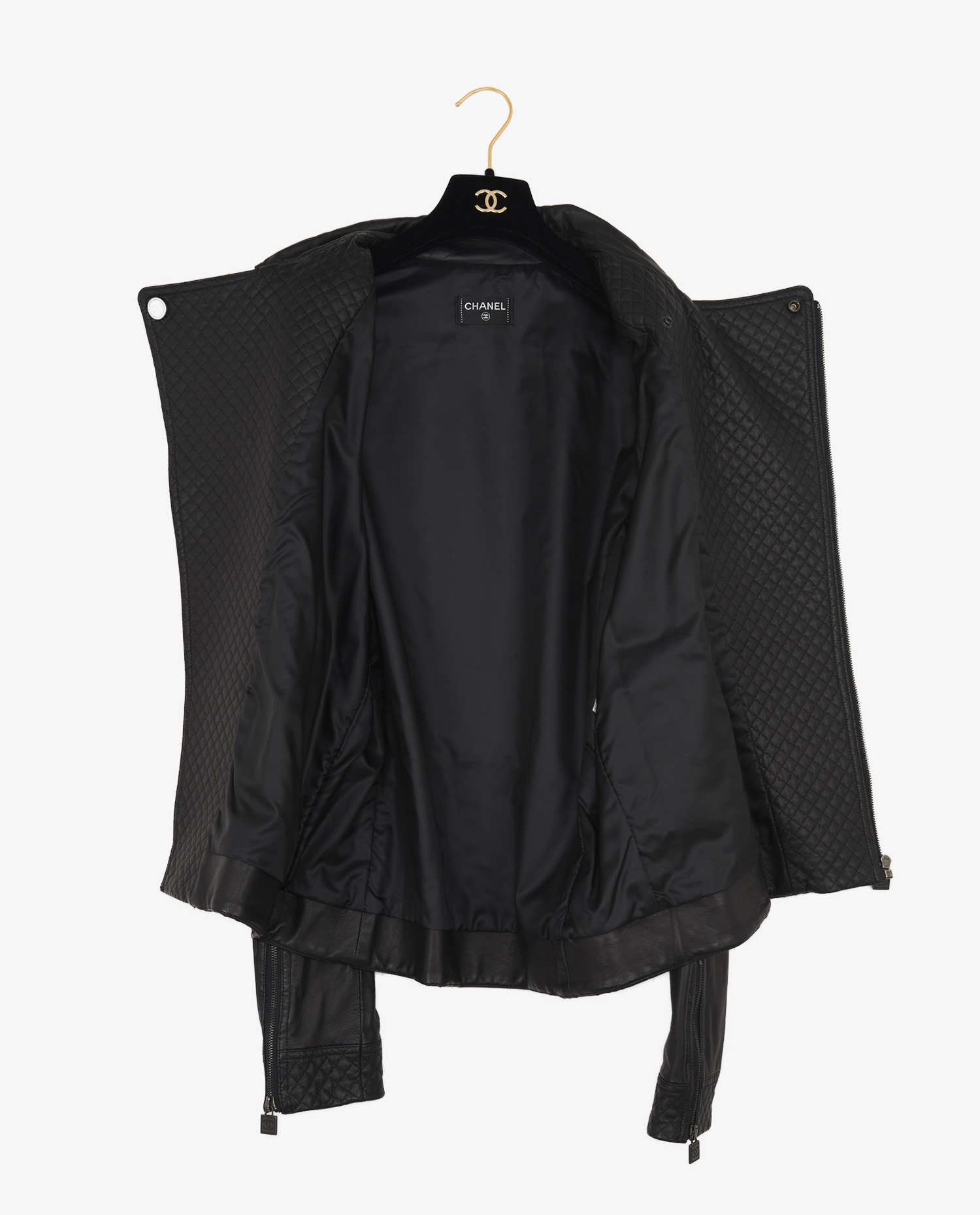 Chanel black lambskin leather jacket S50 - Image 3