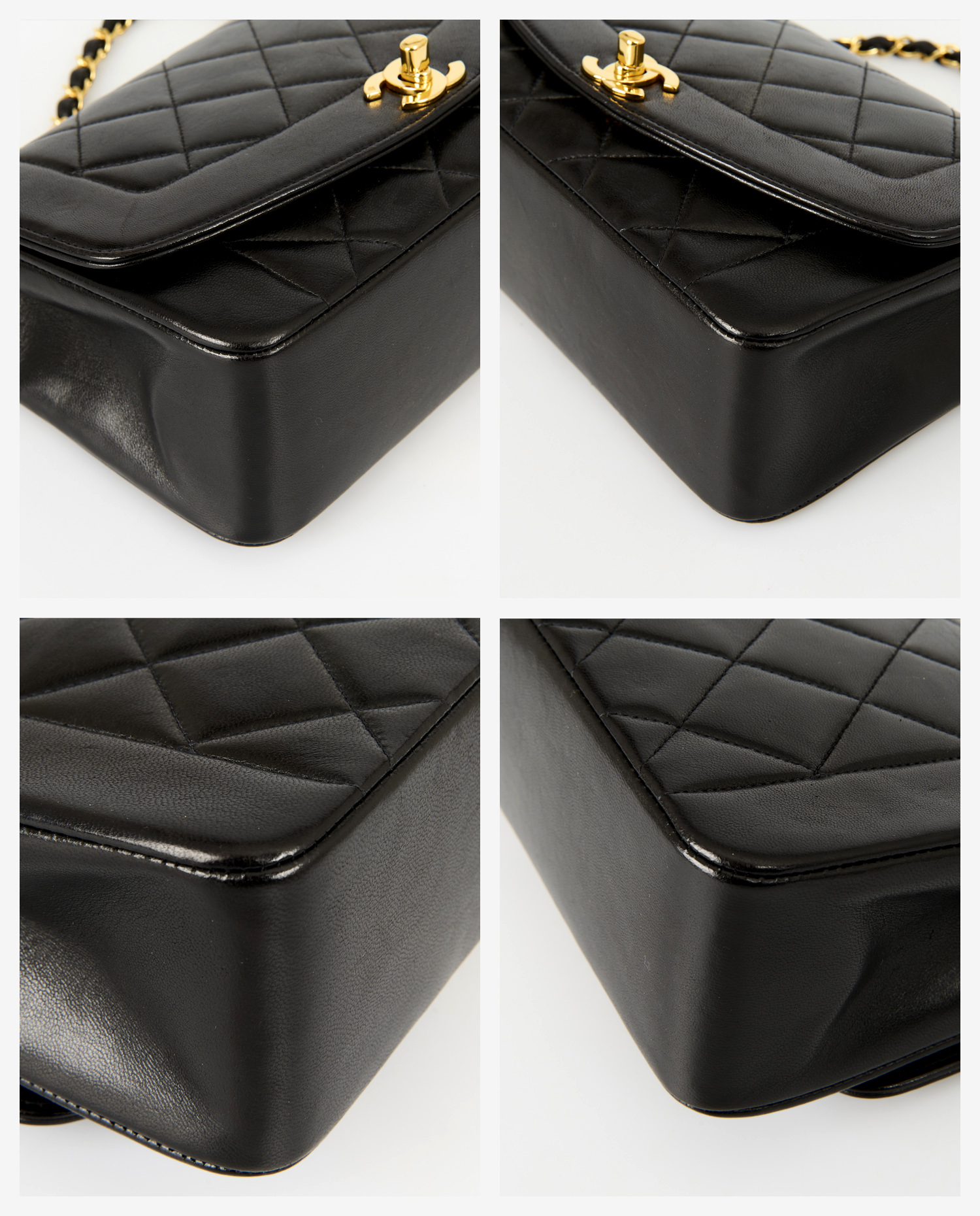 Sac Diana vintage cuir agneau noir – Image 6