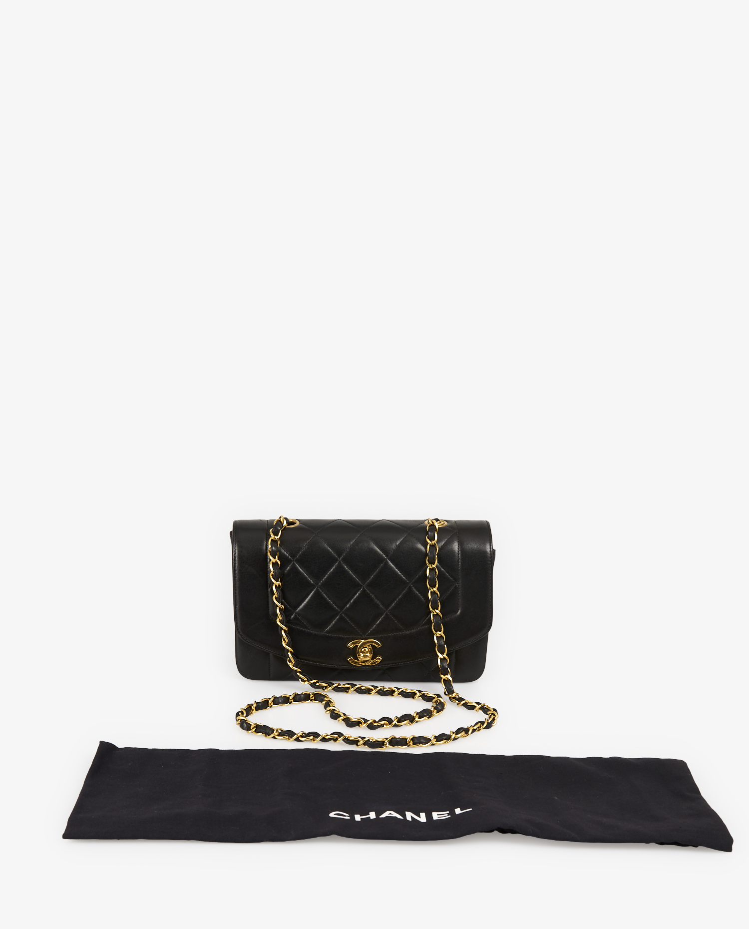 Sac Diana vintage cuir agneau noir – Image 8