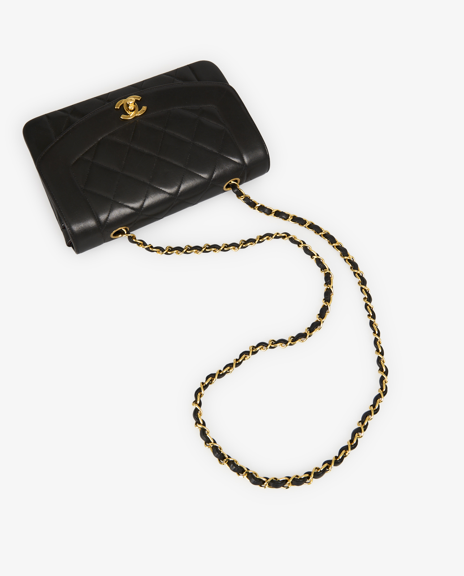 Sac Diana vintage cuir agneau noir – Image 9