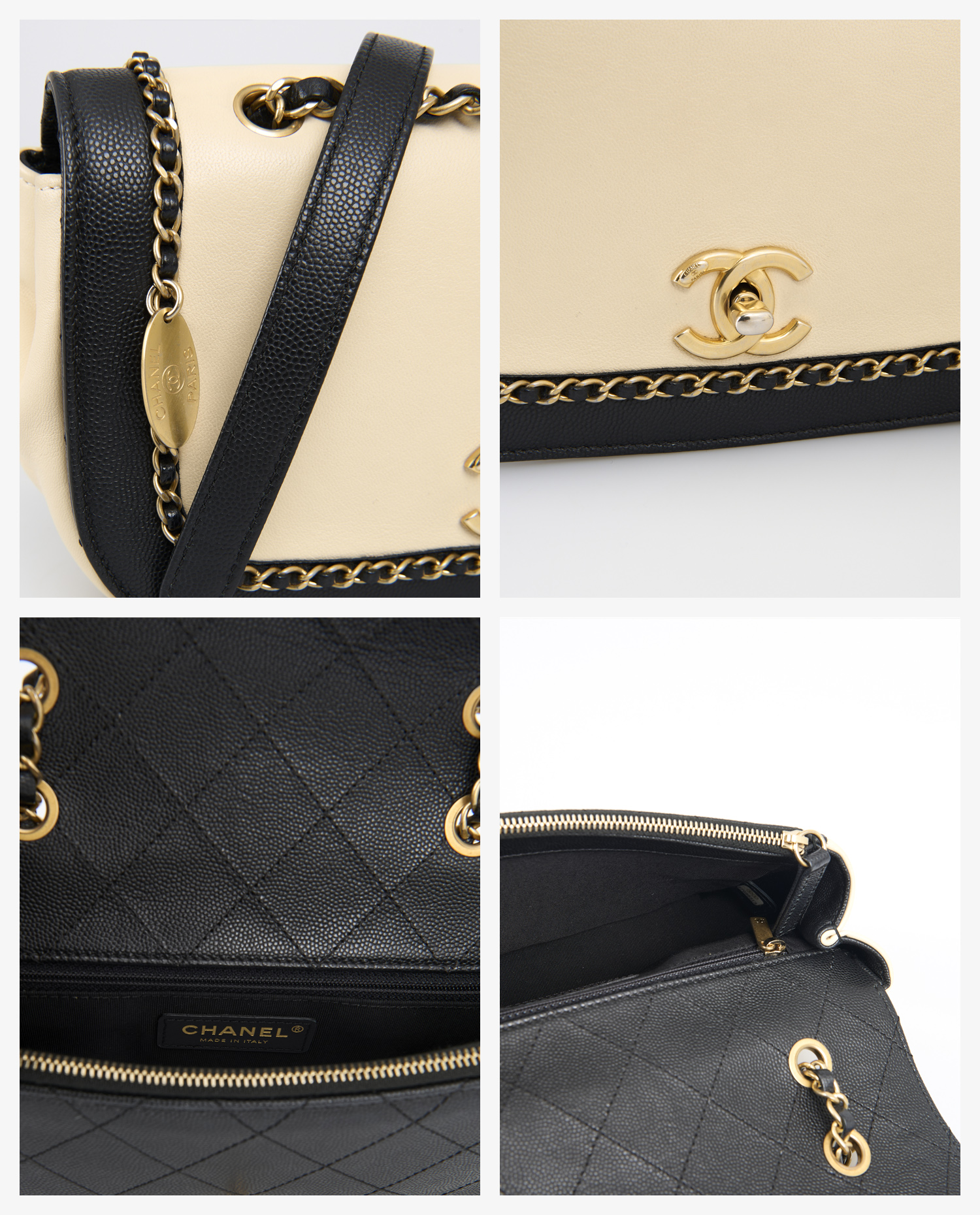 Chanel two-tone chain and leather bag - Image 9