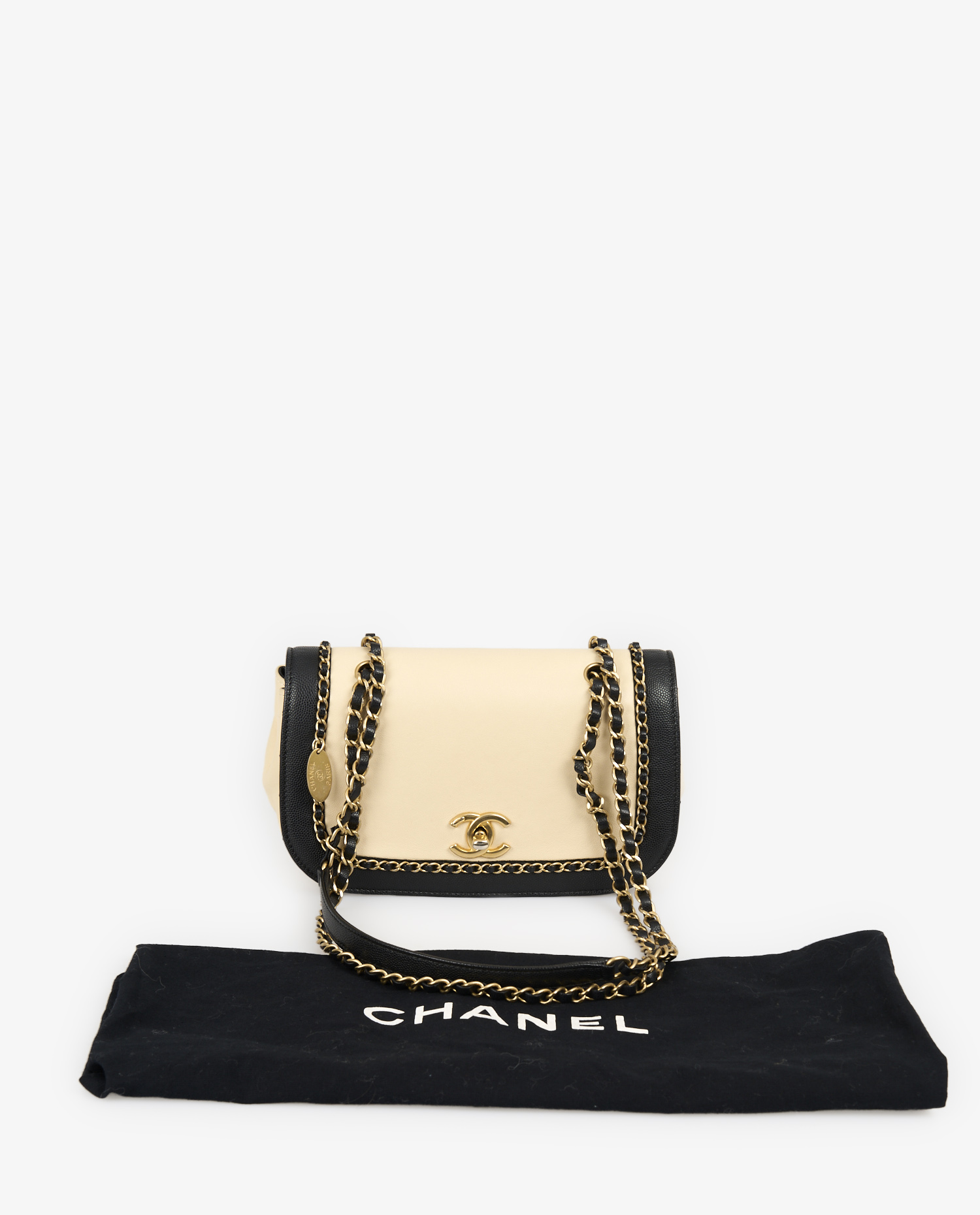 Chanel two-tone chain and leather bag - Image 8