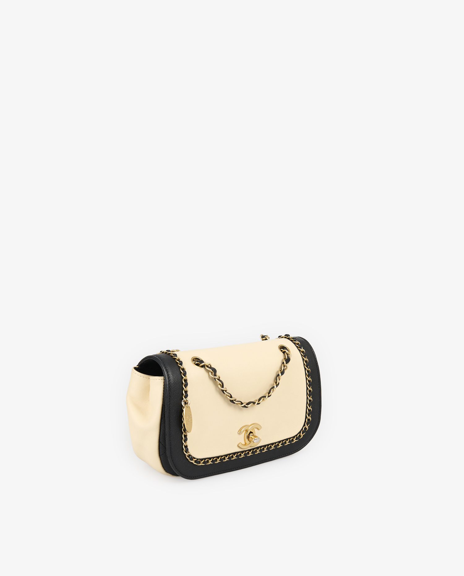 Chanel two-tone chain and leather bag - Image 2